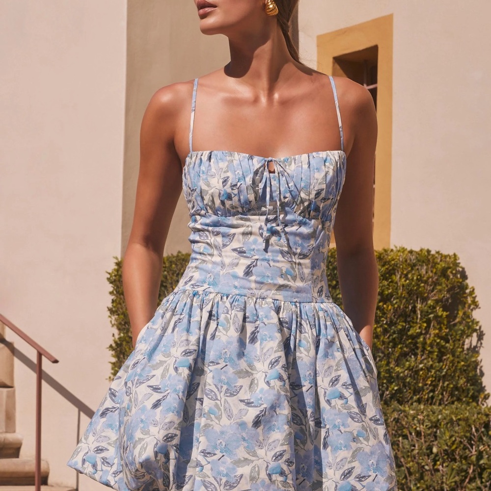 ASTR The Label Larissa Floral Bubble Mini Dress